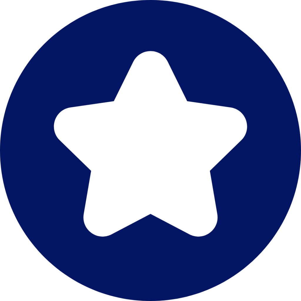 A navy blue circle with a white star in the center